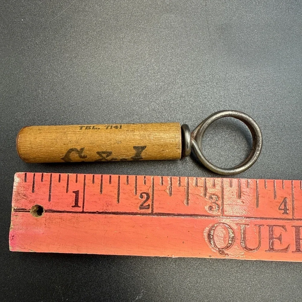 Vintage Wood Corkscrew Opener C&J Ginger Ale Beacon Ave. Lawrence MASS Adv.